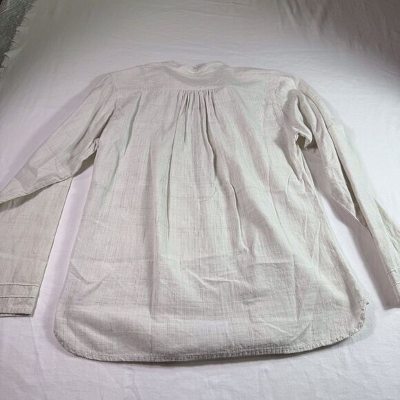 Woolrich Woman's Size S Long Sleeve Ivory Cotton Button Front Stitching - Picture 5 of 11
